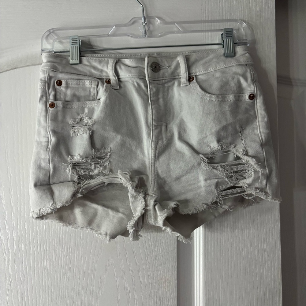 American Eagle Outfitters Ripped Light Gray Jean Shorts